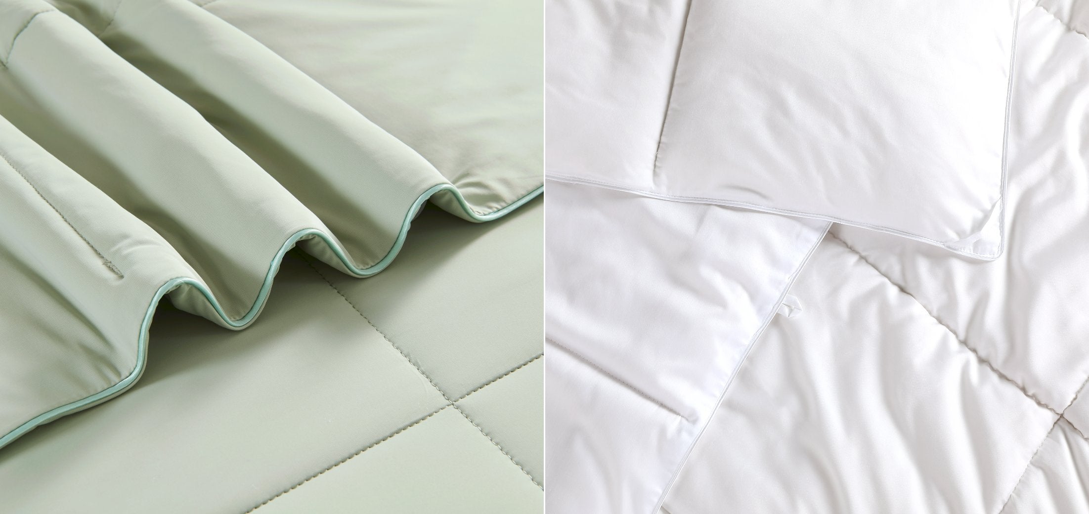 Fig. 1 — cool-touch shell above, Lyocell sateen below