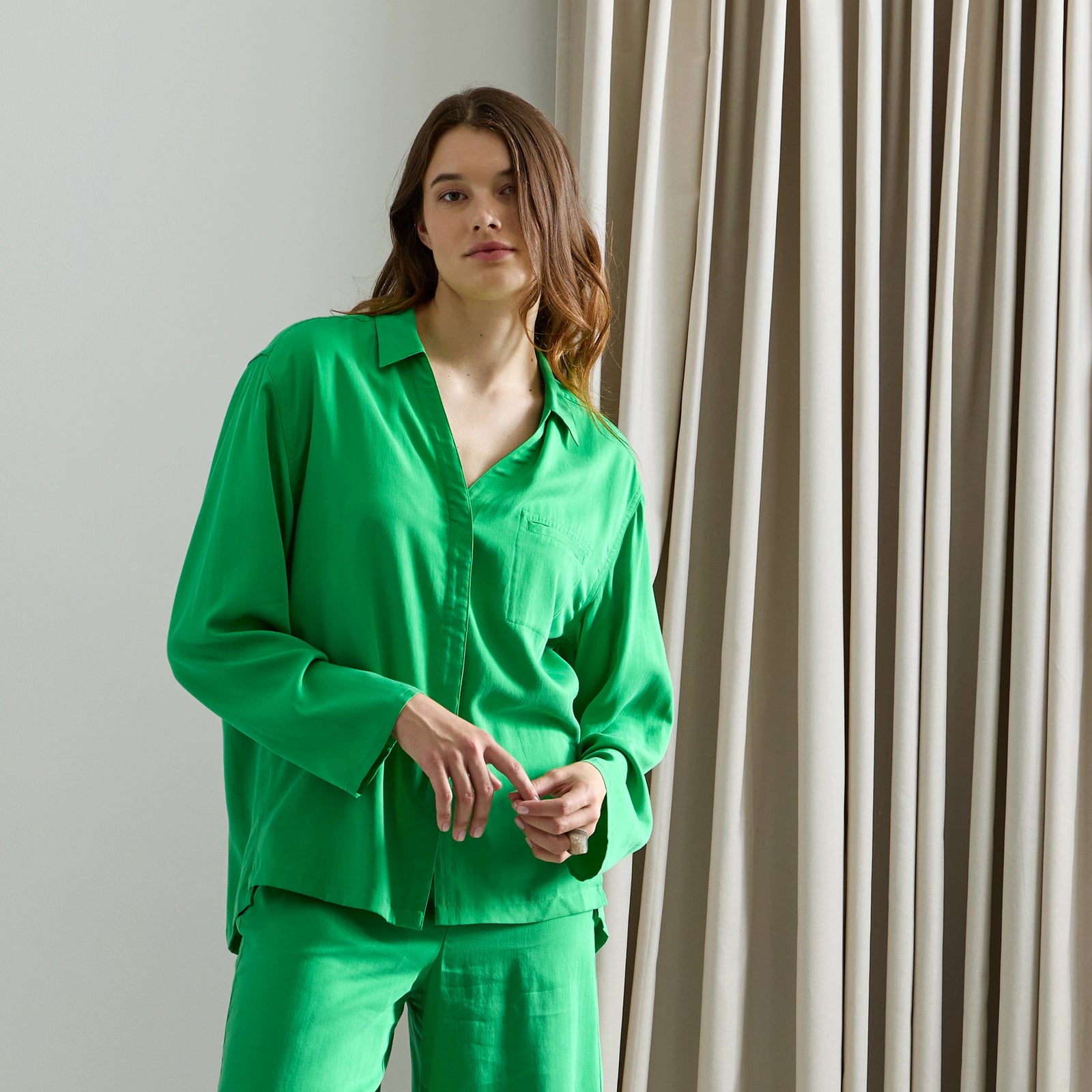 FineSlumber Long Sleeve Cooling Eucalyptus Nightshirt Sijo