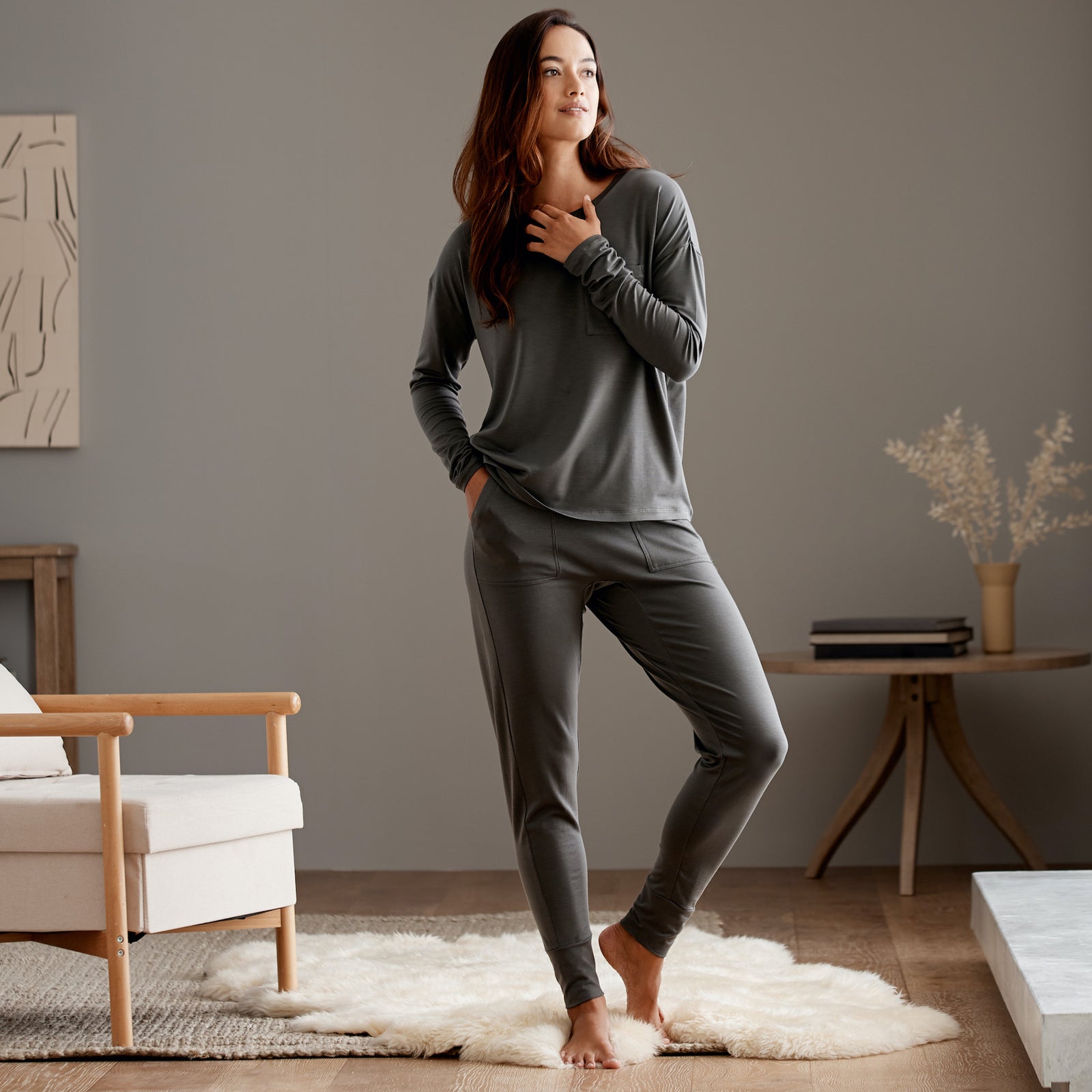 Tencel Long Sleeve Shirt: Eucalyptus Long Sleeve Top for