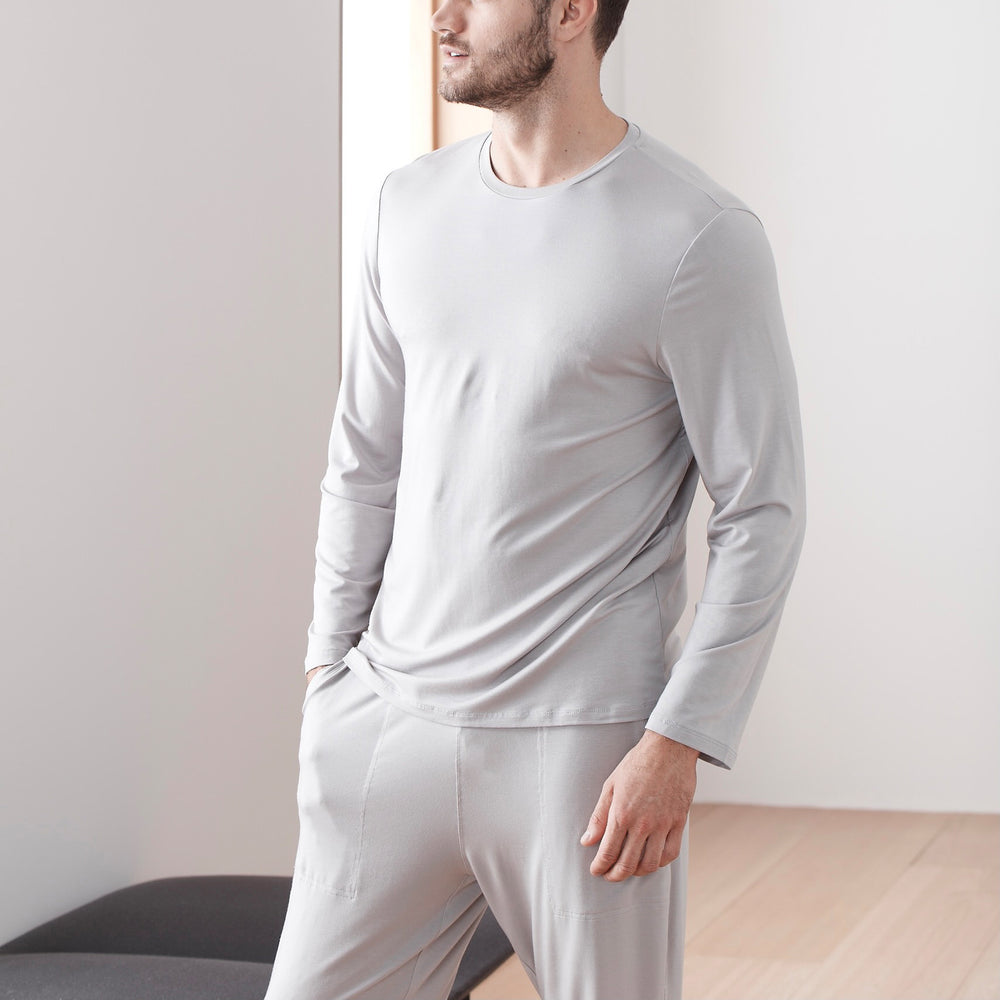 Men's Cotton Sleepwear Long Sleeve Top & Bottom Pajama Set